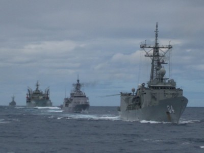 HMA Ships Darwin, Sirius, Newcastle and HMNZS Te Mana